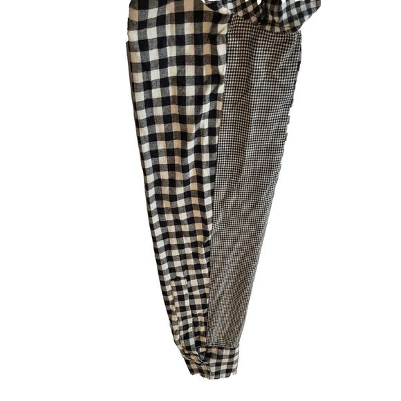 POL BOHO Oversized Small Black and White Checked Gingham Dress Frayed Hem - Picture 15 of 16